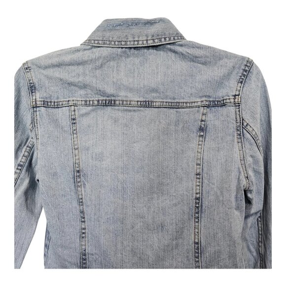 Zara Womens Trf Premium Wash Denim Blue Jean Jacket Size Large - Picture 3 of 7